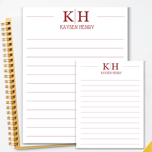 Stationary: Monogrammed Lined Note Pad